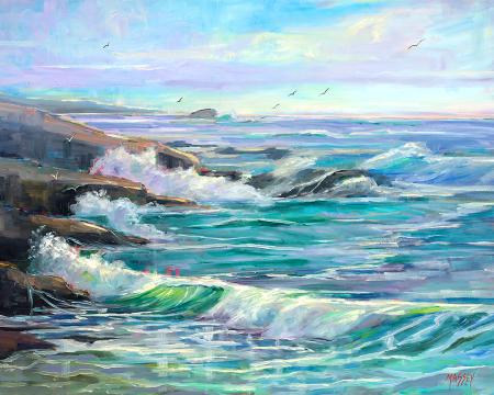 Marie Massey Massey_Dreams of Spanish Bay_Oil on Canvas_30 x 40 (detail)